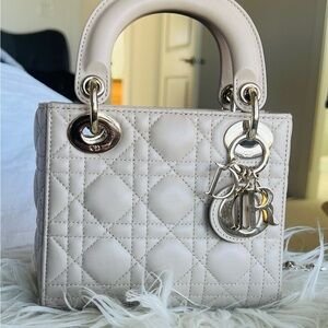 Dior Lady Dior Mini Top-Handle Bag in Beige